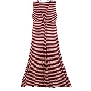 Rachel Zoe Dress M Striped Maxi Pink Black White V Neck Twist Front Sleeveless